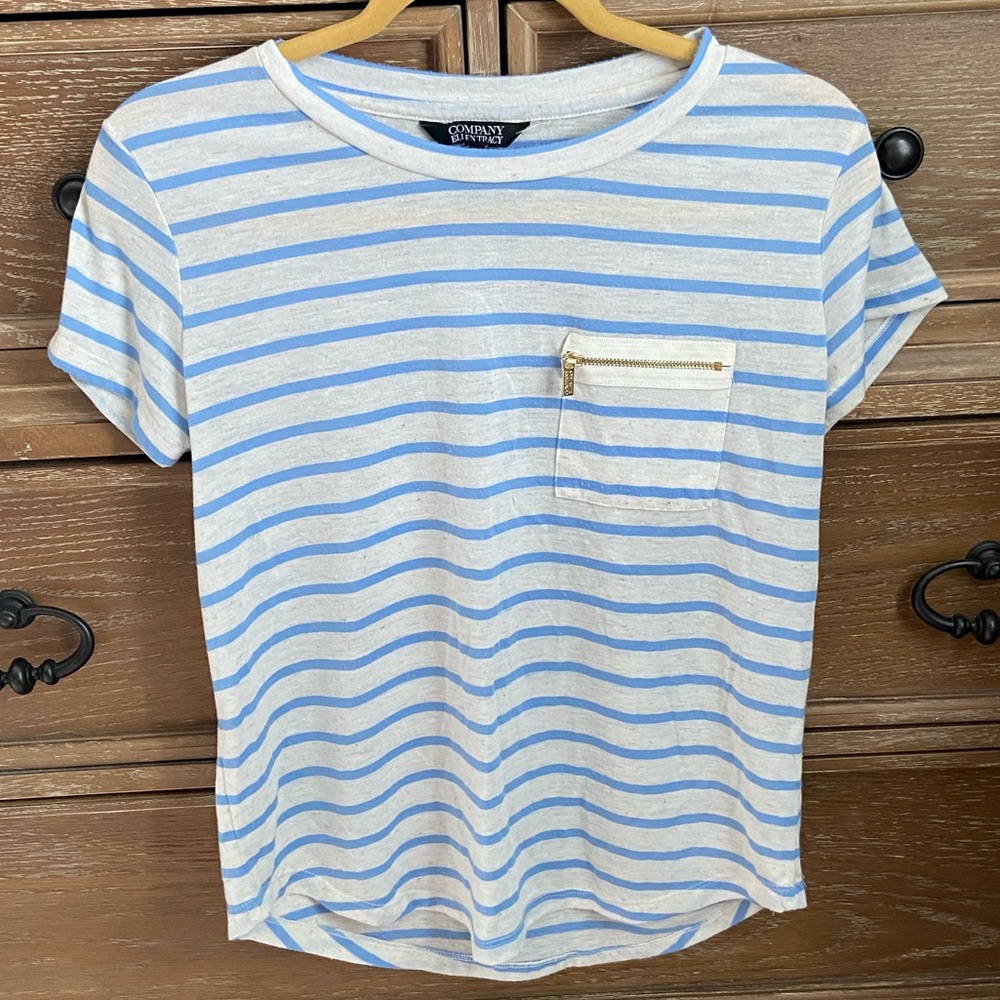 COMPANY ELLEN TRACY Top, Blue Cream, Stripes, Sz S